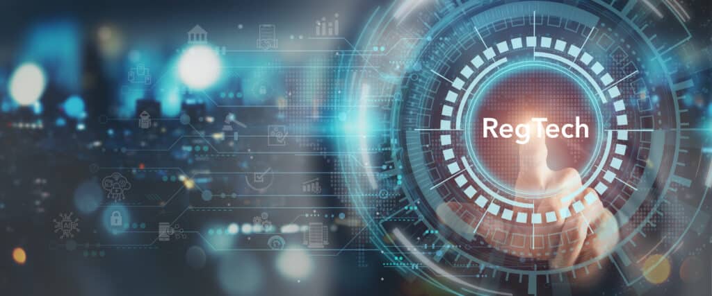 regtech, regulatory technology concept. the management of regulatory processes within the financial industry through technology. regulatory monitoring, reporting and compliance. machine learning tech.